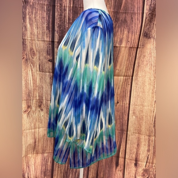 Chico’s metallic Ikat print embellished V-neck sheet blouse women’s size XL - Picture 4 of 17